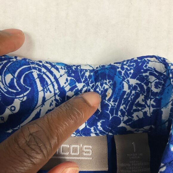 Chicos Quilted Casual Jacket Paisley Snap Button Long Sleeve Pockets 1 Medium - Picture 11 of 11